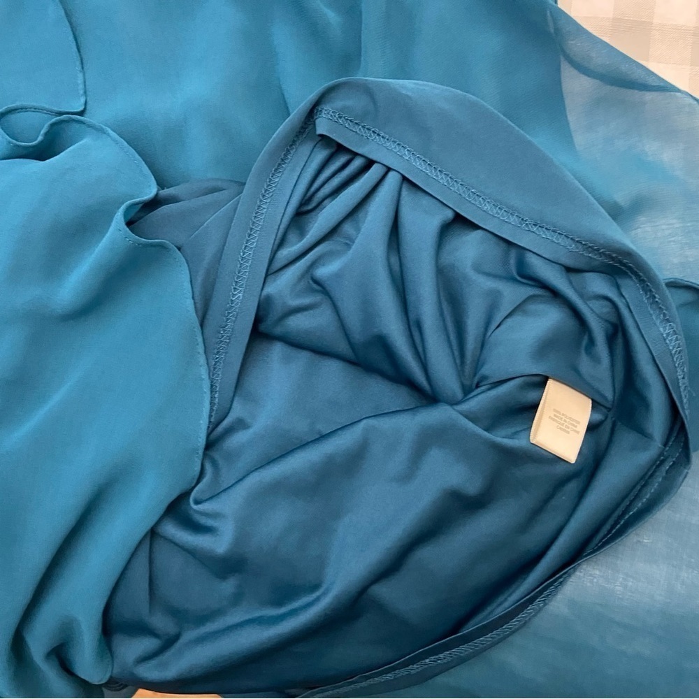RW&CO. Empire chiffon dress woven turquoise cerulean blue sleeveless size 2 - Picture 11 of 16